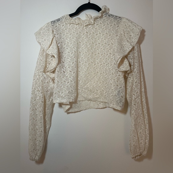 Zara Textured Weave Top with Ruffles - Picture 2 of 4